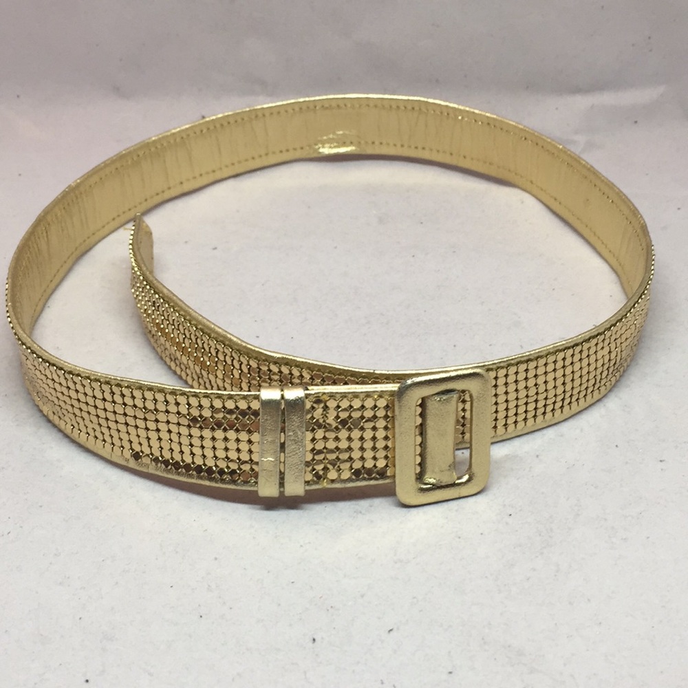 SALE!  Gold tone leather and mesh belt.